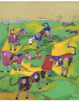 Cows Grazing In The Pasture By Chen Dejun