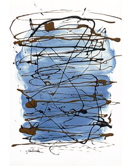 Lines In Blue Background By Wang Junsen