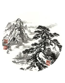 Chinese Ink Landscape Painting By Zhang Puyue