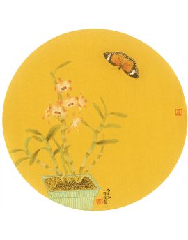 Butterfly With Flowers By Fu Jun