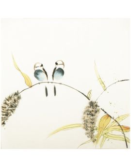 Two Birds Landing On The Branch 26