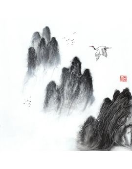 White Cranes Flying Upon The Mountains 2