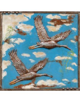 Flying Wild Goose In Blue Sky