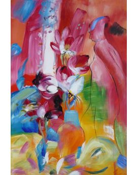 Abstract Vase Full Of vivid Flowers
