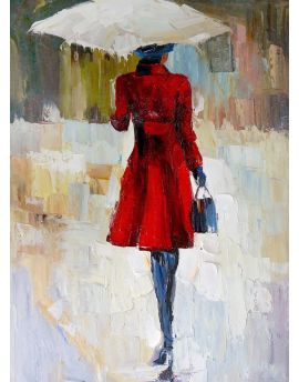 Red-Dressed Girl In Rain Ⅱ