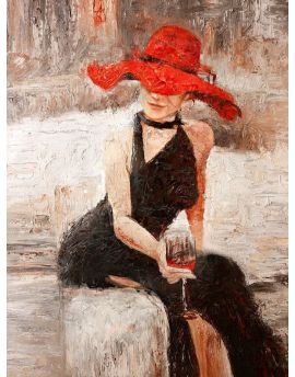 Drinking Woman With Red Hat