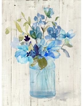 Blue Flowers In Glass Vase 3