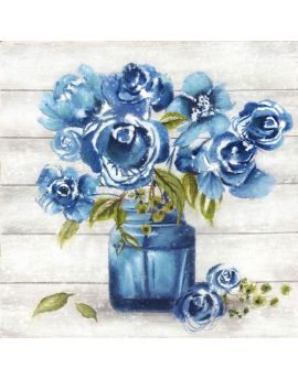 Blue Flowers In Glass Vase 6