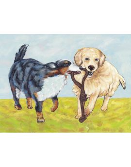Two Dogs Biting A Rope 1