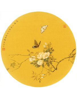 Chinese Elaborate Style Butterfly And Flowers Painting