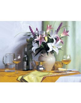 Lily Vase,Wine And Glasses