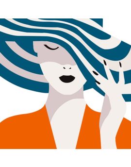 Lady With Blue-White Striped Hat