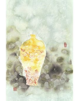 Yellow Porcelain Vase With Xiangyun Pictorial