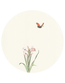 Flying Bird And Pink Lilies
