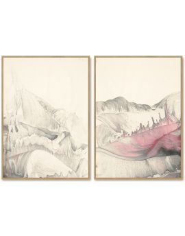 2 Panels Of Pink Mountains