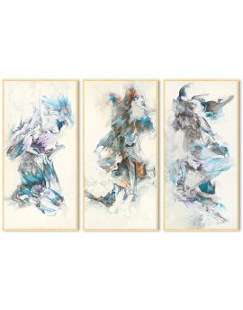 3 Panels Of Mixed-Color Work