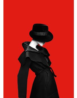 Lady In Black Coat And Hat
