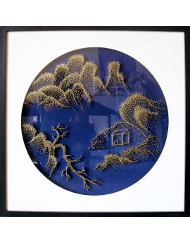 3D House Hidden In Forest Golden Nails Artwork