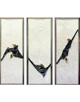 3 Panels Of Resin Birds Artwork