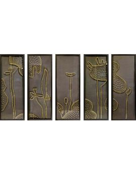 5 Panels Of Lotus Bead Artwork