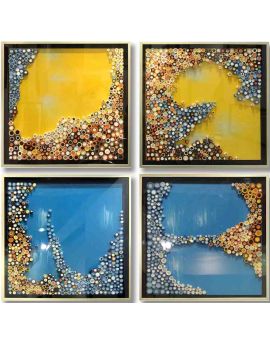 4 Panels Of Vivid Color Abstract Wall Art