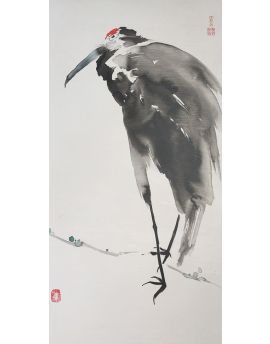 A Crane With Neck Shrunk